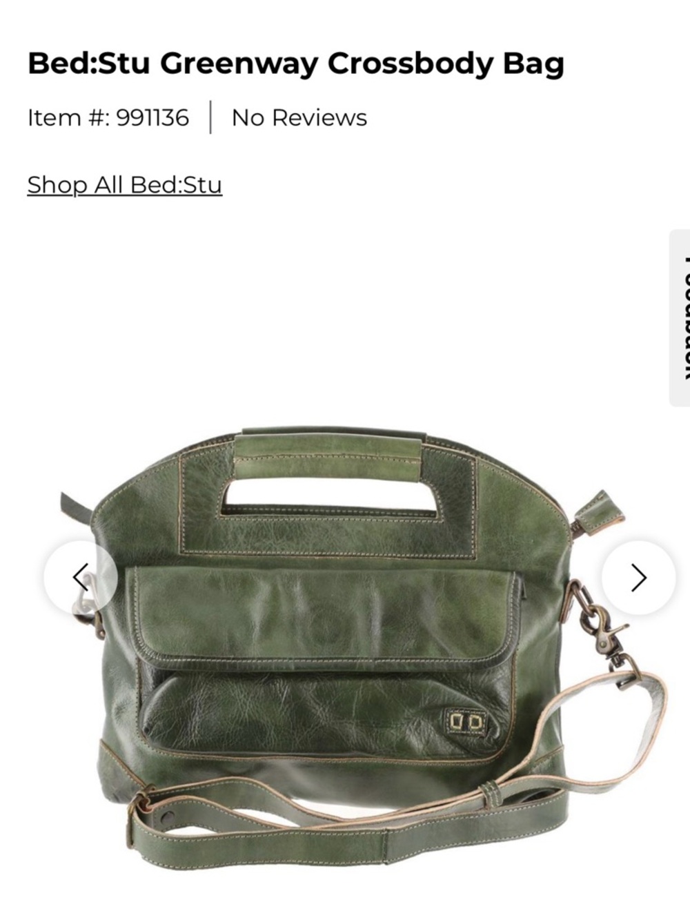 BED|STU Distressed Olive Green Leather Crossbody with Top Handle